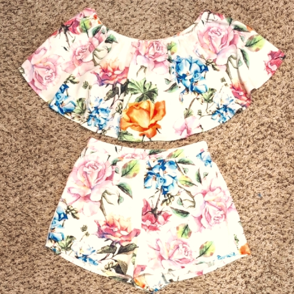Show Me Your MuMu Floral Off-Shoulder Top & Shorts Set